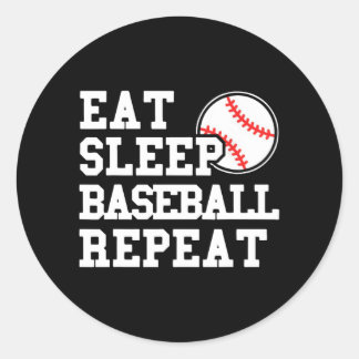 Sticker Rond Répéter le baseball du sommeil