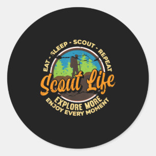 Sticker Rond Répéter le scoutisme du sommeil - Best Scout Life