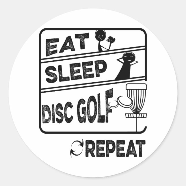 Sticker Rond Répéter le sommeil du disque Golf (Devant)
