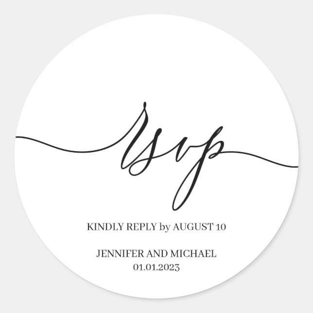 Sticker Rond Réponse de mariage élégante signature écriture bla (Devant)