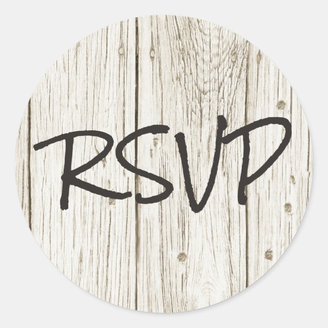 Sticker Rond Réponse Rustique en Bois (Devant)