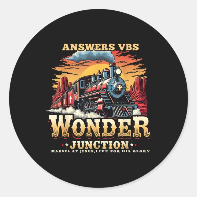 Sticker Rond Réponses Vbs Wonder Junction Thème du train chréti (Devant)