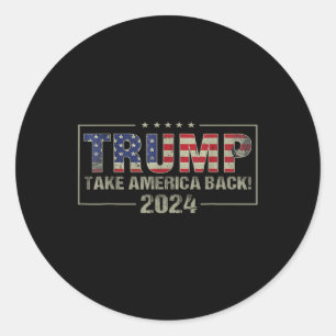Sticker Rond Reprenez l'Amérique Drapeau américain Trump 2024 H