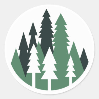 Sticker Rond Représentation stylisée d'une forêt