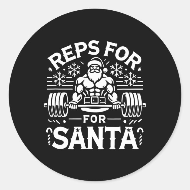Sticker Rond Reps For Santa – Funny Christmas Fitness Bodybuild (Devant)