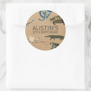 Sticker Rond Reptile Show Anniversaire Merci