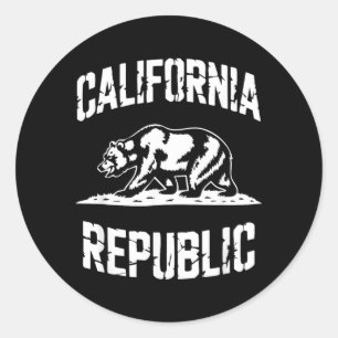 Sticker Rond République de Californie État Grizzly Rétro Vintag