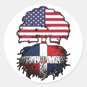 Sticker Rond République Dominicaine Amérique USA Arbre