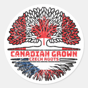 Sticker Rond République tchèque Canadian Canada Arbre Racines