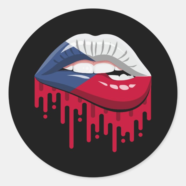 Sticker Rond république tchèque lèvres fierté racine drapeau (Devant)