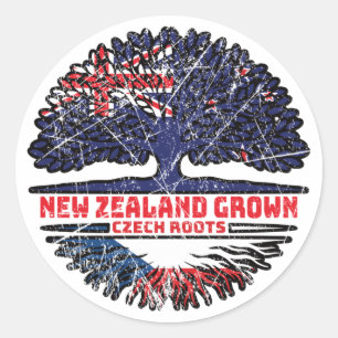 Sticker Rond République tchèque Nouvelle-Zélande Nouvelle-Zélan