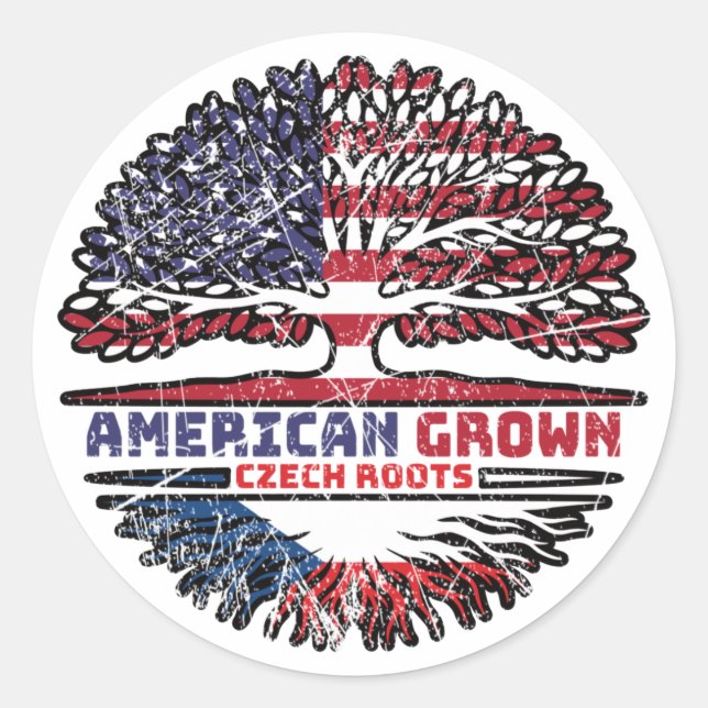 Sticker Rond République tchèque Tchèque États-Unis États-Unis (Devant)