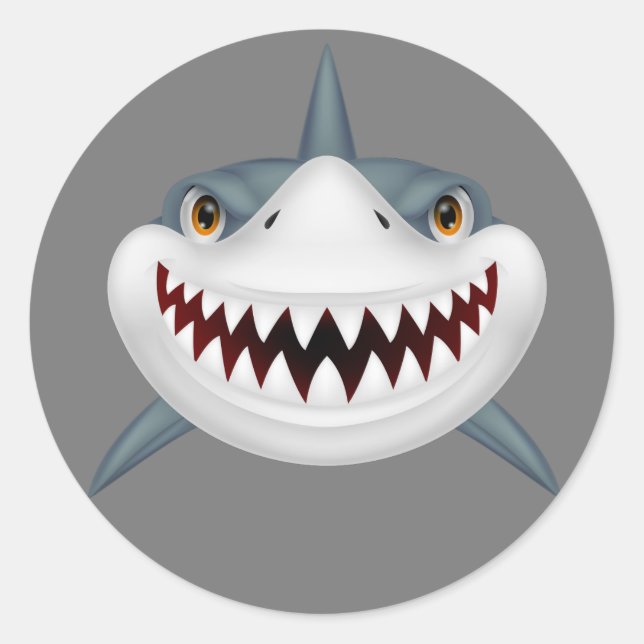 Sticker Rond Requin animé effrayant (Devant)