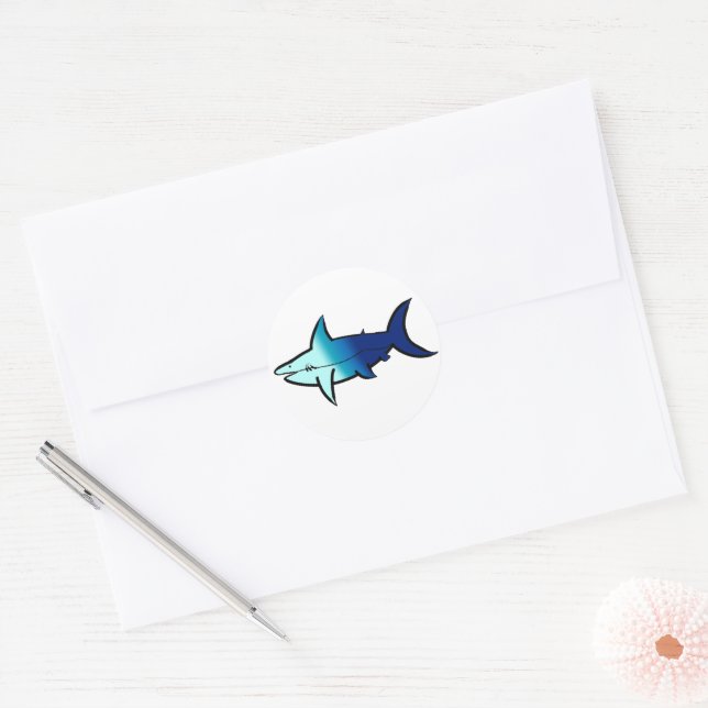 Sticker Rond Requin avec dégradé de ciel personnalisable (Enveloppe)