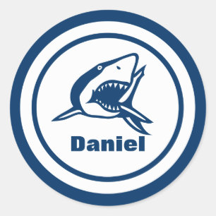 Sticker Rond Requin avec le nom