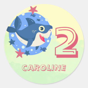 Sticker Rond Requin bébé enfants de tout âge anniversaire migno
