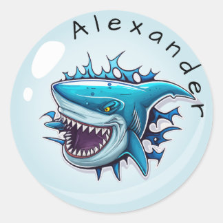 Sticker Rond Requin Cool Personnaliser