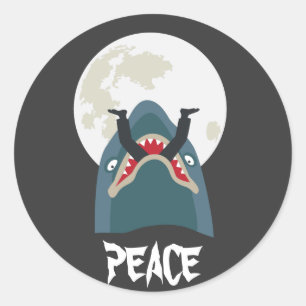 Sticker Rond Requin dans la nuit de la lune