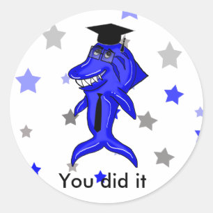 Sticker Rond requin de graduation avec cravate