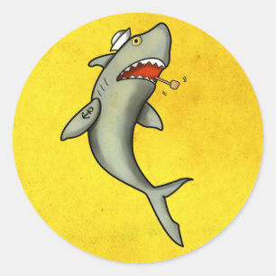 Sticker Rond Requin de marin de vieille école