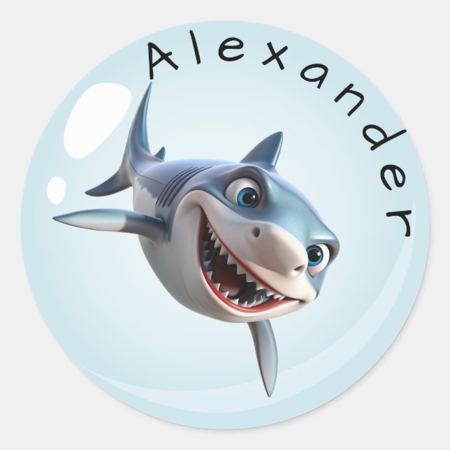 Sticker Rond Requin Denté Personnalisé (Devant)
