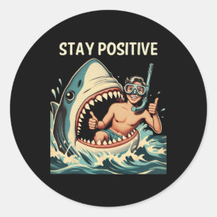Sticker Rond Requin drôle reste positif