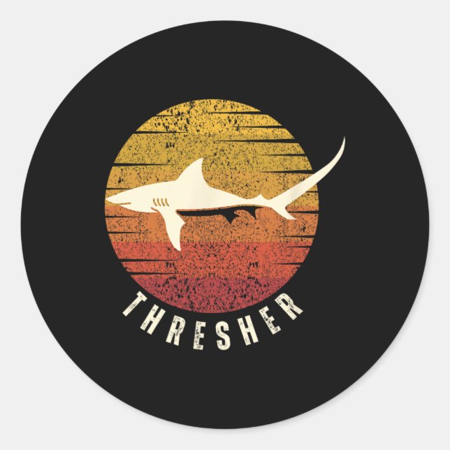 Sticker Rond Requin Thresher Requin Profond Mer Pêche Poisson O (Devant)