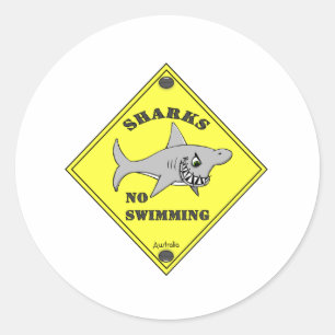 Sticker Rond Requins Pas De Baignade !
