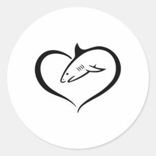 Sticker Rond Requins Poisson Fin Océan Océan Cool Drôle Cadeau