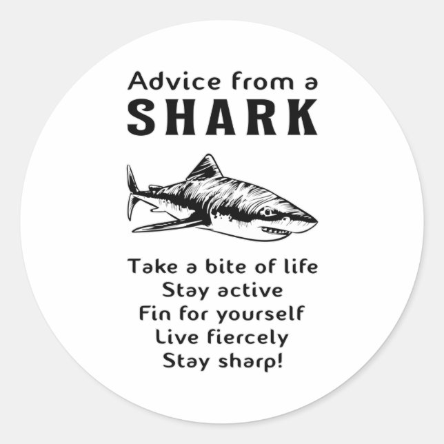Sticker Rond Requins Poisson Requin de mer Fin Cool Océan Drôle (Devant)