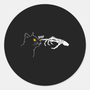 Sticker Rond Rero Vintage Chat Noir Squelette Boop Hallowee
