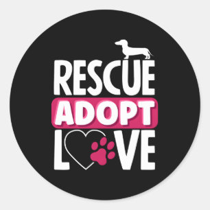 Sticker Rond Rescue Animal Adopter L'Amour L'Adoption Des Anima