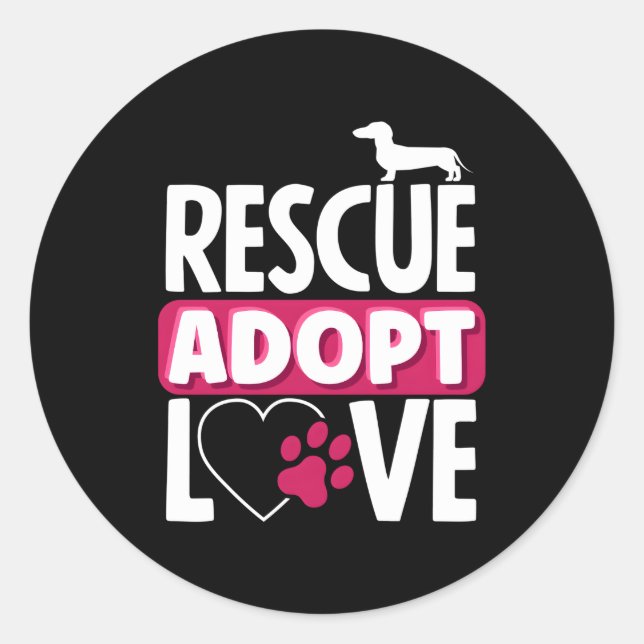 Sticker Rond Rescue Animal Adopter L'Amour L'Adoption Des Anima (Devant)