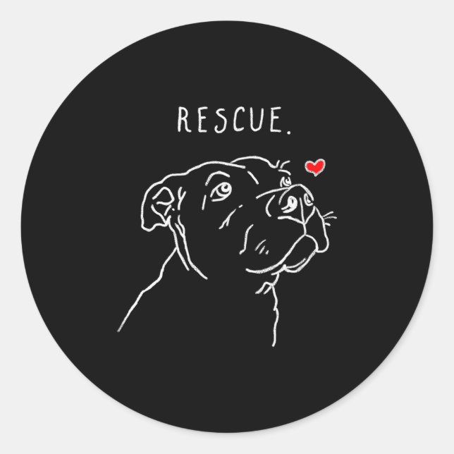 Sticker Rond Rescue Dog, Tbull Drawing, Rescue Mom, Adopt Don't (Devant)