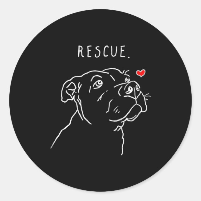 Sticker Rond Rescue Dog Tbull Drawing Rescue Mom Adopt Dont _1  (Devant)