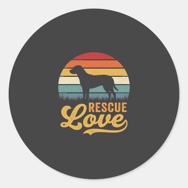 Sticker Rond Rescue Love Retro Chien Sunset_1 (Devant)