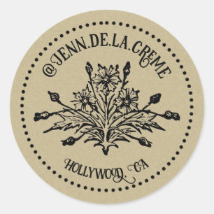 Sticker Rond Réseau vintage à chardon floral