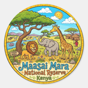 Sticker Rond Réserve nationale du Maasai Mara Kenya