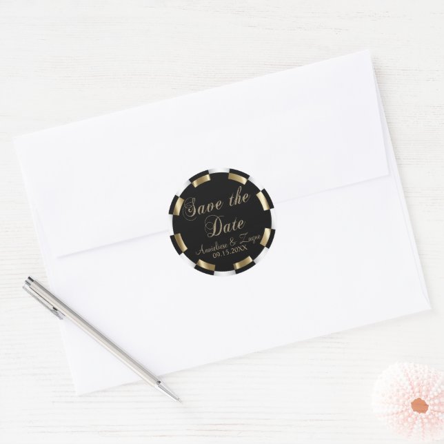 Sticker Rond Réservez la date pour les mariés (Enveloppe)