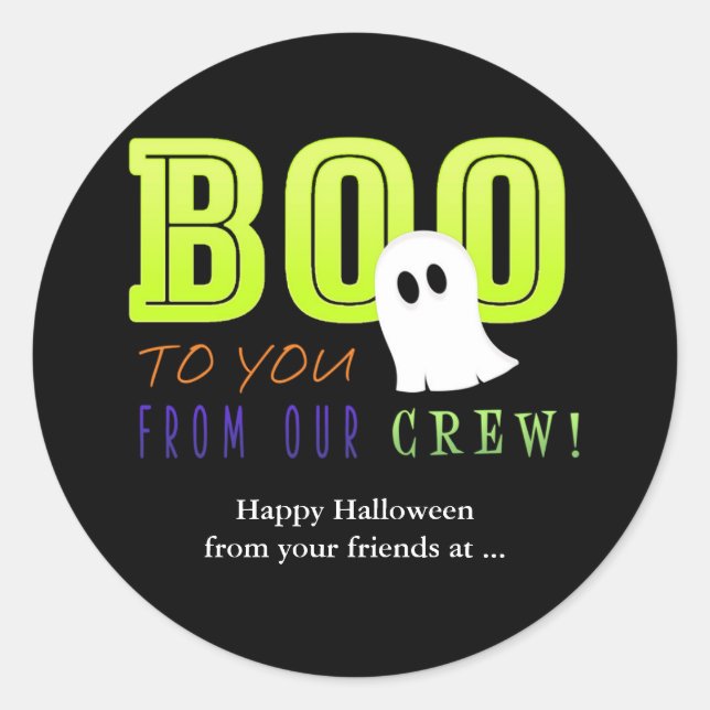 Sticker Rond RÉSERVEZ-VOUS À PARTIR DE NOTRE ÉQUIPAGE Halloween (Devant)