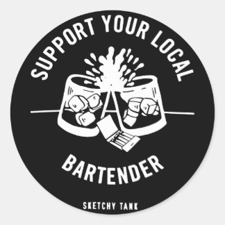 Sticker Rond Réservoir Sketchy Support Your Local Bartender Bla