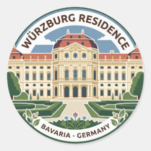 Sticker Rond Résidence de Würzburg Allemagne