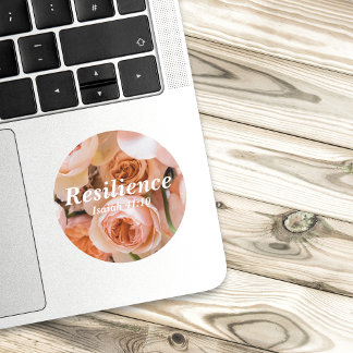 Sticker Rond Résilience Isaïe 41:10 Vers Roses Roses Roses