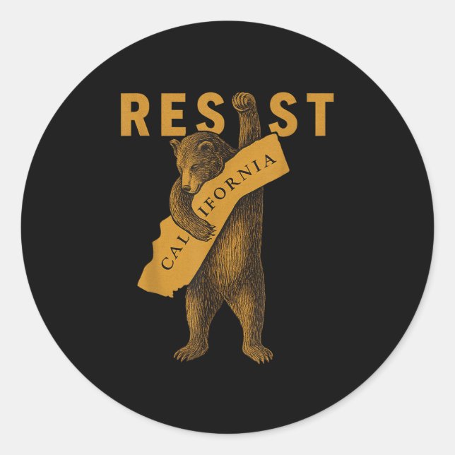 Sticker Rond Resist California Bear  (Devant)