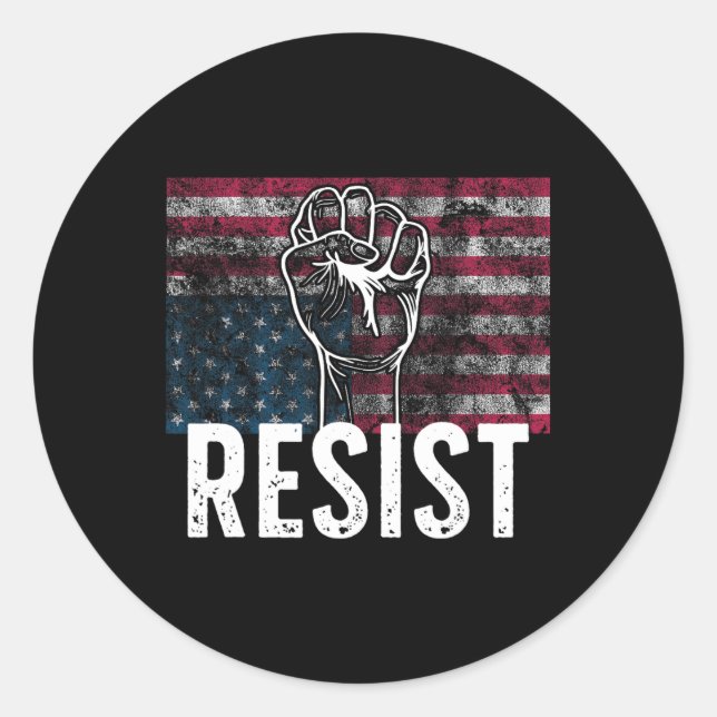 Sticker Rond Resist Distressed Upside Down American Flag Usa  (Devant)