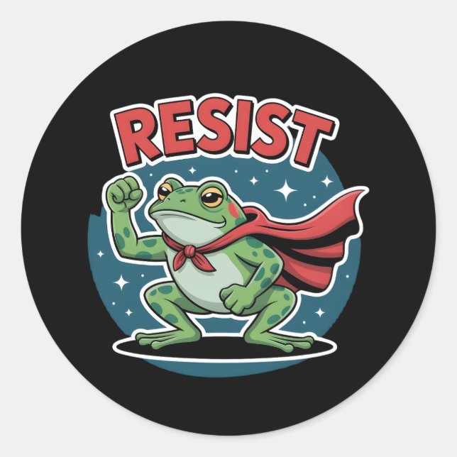 Sticker Rond Resist Frog Portland Frog Protest for Men Women (Devant)
