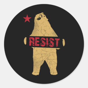 Sticker Rond Résistance à la chemise à ours de Californie