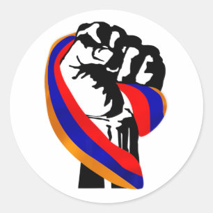 Sticker Rond Résistance au drapeau de la fierté arménienne - Ho
