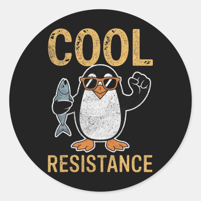 Sticker Rond Résistance Cool subtile Tarifs de pingouin protest (Devant)