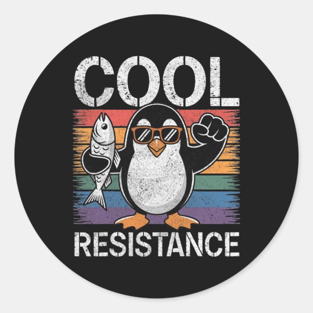 Sticker Rond Résistance Cool subtile Tarifs de pingouin protest (Devant)